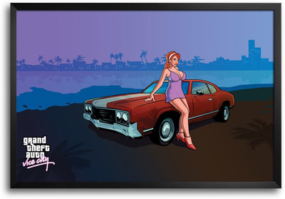 46% OFF on Grand Theft Auto Vice City Vector Lady Artwork Laminated Framed Paper Print