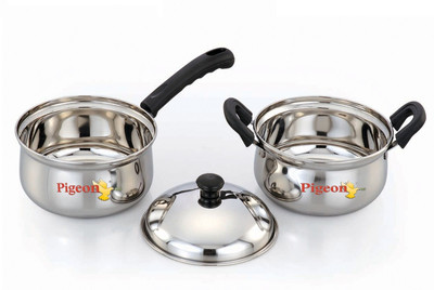 14% OFF on Pigeon Cookware Kadhai, Pan Set Stainless Steel 14% OFF on Pigeon Cookware Kadhai, Pan Set Stainless Steel