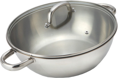 Alda Wok with Lid Kadhai Stainless Steel Alda Wok with Lid Kadhai Stainless Steel