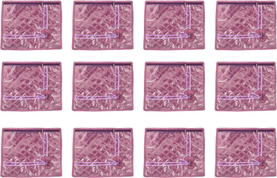 Annapurna Sales Purple Satin Single Saree Cover - Set Of 12 Pcs Pouch Purple