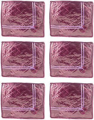 Annapurna Sales Purple Small Satin Saree Cover - Set Of 6 Pcs. Pouch Purple