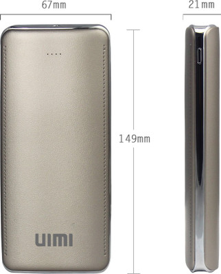UIMI U8 Power Bank with Torch External Battery Pack With LED Torch 15600 mAh (Gold) 