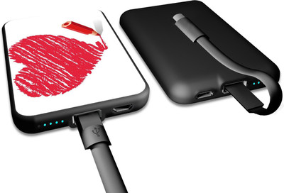 Artis HEART Credit Card Size Slim Micro USB Portable Power Bank Supply External Battery Pack For Smart Mobile Phone 5000 mAh (Black) 