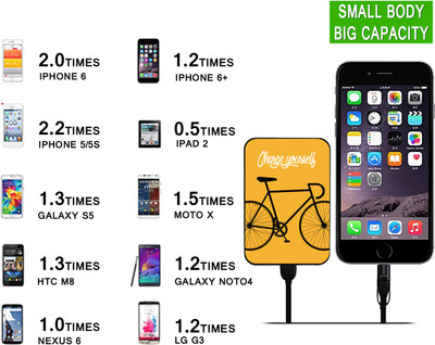 Artis Bike Yellow Credit Card Size Slim Micro USB Portable Power Bank Supply External Battery Pack For Smart Mobile Phone 5000 mAh (Black) 