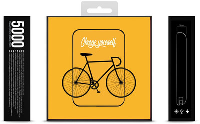 Artis Bike Yellow Credit Card Size Slim Micro USB Portable Power Bank Supply External Battery Pack For Smart Mobile Phone 5000 mAh (Black) 