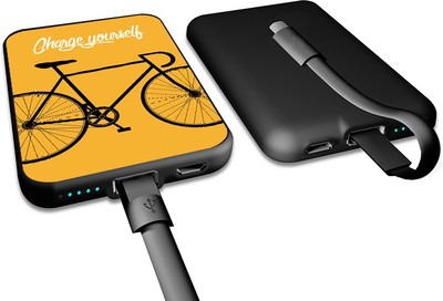 Artis Bike Yellow Credit Card Size Slim Micro USB Portable Power Bank Supply External Battery Pack For Smart Mobile Phone 5000 mAh (Black) 