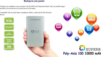 Xuperb Polymer-Slim-Poly-Axis-100-White Power Bank 10000 mAh (White) 