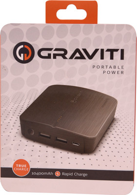 Graviti CP2101 Portable Power Dual USB Ports 10400 mAh (Charcoal Grey) 