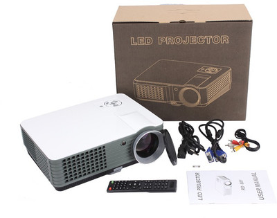 IBS 2200 Lumens Mini LED RD-801 Smart Lcd Video Home Theater 1080P Movie Player 50000/60000 Hours Life 5 Inch Displays Screen Black Portable Projector (WHITE, BLACK)