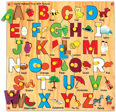 Skillofun Capital Alphabet Tray With Picture (With Knobs) Skillofun Capital Alphabet Tray With Picture (With Knobs)