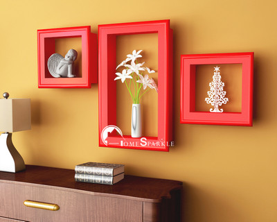 32% OFF on Home Sparkle Frame Shaped Wooden Wall Shelf Number of Shelves - 3, Red 32% OFF on Home Sparkle Frame Shaped Wooden Wall Shelf Number of Shelves - 3, Red