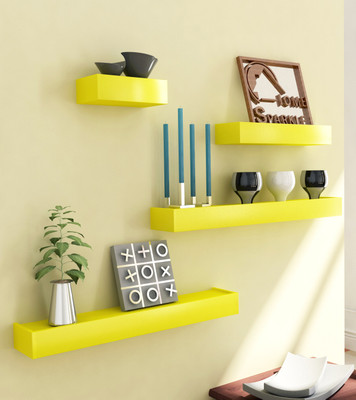 64% OFF on Home Sparkle Rectangular Wooden Wall Shelf Number of Shelves - 4, Yellow 64% OFF on Home Sparkle Rectangular Wooden Wall Shelf Number of Shelves - 4, Yellow