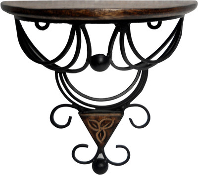 33% OFF on Pindia Home Decor Fancy Wall Hanging Designer Single Bracket Wooden, Iron Wall Shelf Number of Shelves - 1, Brown