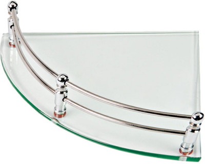 40% OFF on Fancy Glass 12x12 Glass Corner Stainless Steel Wall Shelf Number of Shelves - 1, Clear