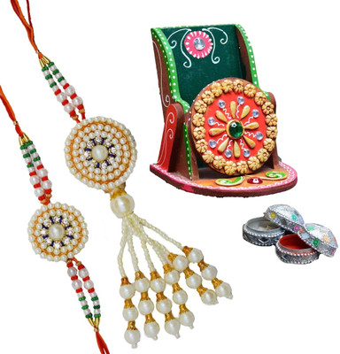 58% OFF on eCraftIndia Rakhi Set for Bhaiya-Bhabhi with Papier-Mache Mobile Stand & Roli Tikka Design Rakhi Set 58% OFF on eCraftIndia Rakhi Set for Bhaiya-Bhabhi with Papier-Mache Mobile Stand & Roli Tikka Design Rakhi Set