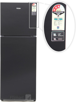 Haier 270 L Frost Free Double Door Refrigerator (HRF-2904PKG-R, Black Glass) 