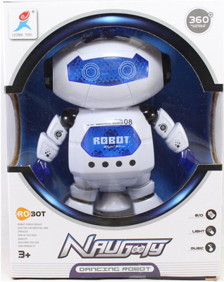 S S TRADERS Dancing Robot With LED Light Music Toy (White, Blue)