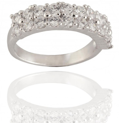 65% OFF on Siyora Designer Brass Cubic Zirconia Rhodium Plated Ring