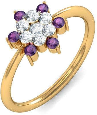 BlueStone The Radiance Gold Diamond, Amethyst 18K Yellow Gold Plated 18 K Ring