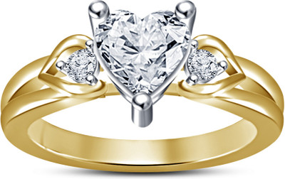 42% OFF on Kirati Heart Design Sterling Silver 14K Yellow Gold Plated Ring