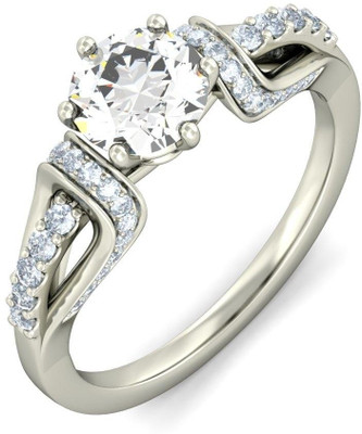 33% OFF on Amogh Jewels Queen Sterling Silver Diamond 14K White Gold Plated Ring