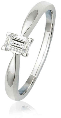 10% OFF on Velvetcase Emerald Diamond Solitaire White Gold 18 K Ring