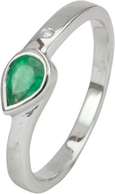15% OFF on Rakam Gold Emerald, Diamond 14K White Gold Plated 14 K Ring