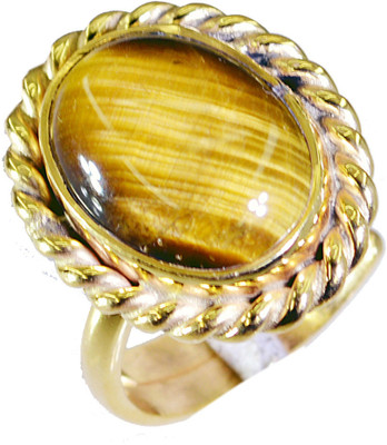 24% OFF on Riyo Prepossessing Tiger Eye Copper Onyx 18K Yellow Gold Plated Ring