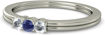 BlueStone The Zula White Gold Sapphire, Diamond 14K White Gold Plated 14 K Ring