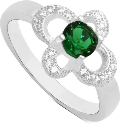 30% OFF on Gemtogems Sterling Silver Cubic Zirconia, Emerald Rhodium Plated Ring