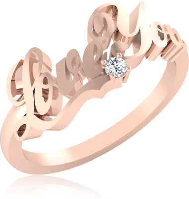43% OFF on IskiUski Lovable Love U Sterling Silver Diamond 22K Rose Gold Plated Ring