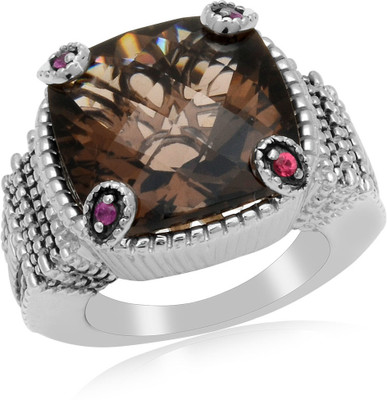 44% OFF on RosesNRibbons Chunky Jewel Sterling Silver Ruby, Quartz Rhodium, 18K Yellow Gold Plated Ring