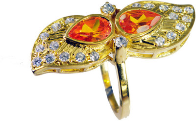 24% OFF on Riyo Pleasing Multi Cz Copper Cubic Zirconia 18K Yellow Gold Plated Ring