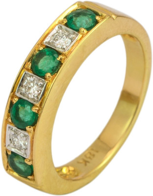 15% OFF on Rakam Gold Emerald, Diamond 18K Yellow Gold Plated 18 K Ring