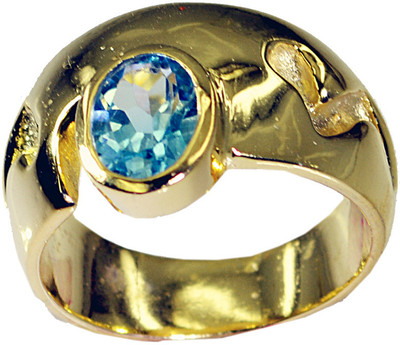 24% OFF on Riyo Nicestar Blue Topaz Cz Copper Cubic Zirconia 18K Yellow Gold Plated Ring