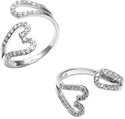 Jewel Craft Silver Cubic Zirconia Rhodium Plated Toe Ring