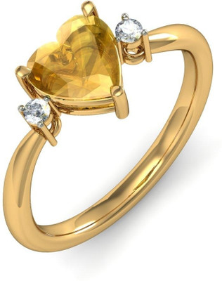 BlueStone The Amarela Gold Diamond, Citrine 18K Yellow Gold Plated 18 K Ring