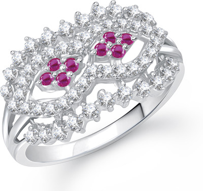 75% OFF on VK Jewels Ruby and AD Beaded Alloy Cubic Zirconia Rhodium Plated Ring