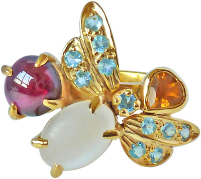 55% OFF on Surat Diamond Sterling Silver Moonstone, Garnet, Topaz Ring