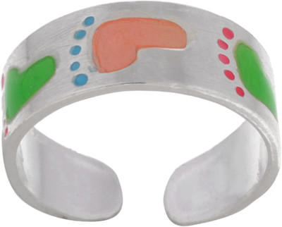 36% OFF on FusionKraft Enamel Footprint Sterling Silver Emerald Rhodium Plated Toe Ring