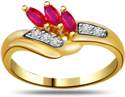 30% OFF on Surat Diamond Marquise Ruby & Diamond Ring SDR963 Yellow Gold Diamond, Ruby 18 K Ring