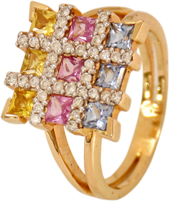 15% OFF on Rakam Gold Sapphire, Diamond 14K Yellow Gold Plated 14 K Ring