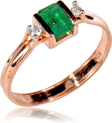 15% OFF on Rakam Gold Emerald, Diamond 14K Rose Gold Plated 14 K Ring