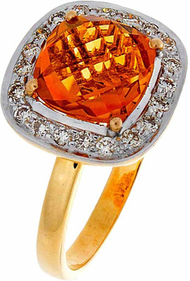 15% OFF on 64Facets The Citrus Gold Diamond, Citrine Rhodium Plated 18 K Ring