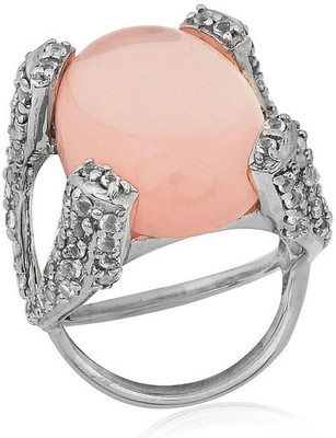 37% OFF on RosesNRibbons Sterling Silver Quartz, Topaz Rhodium Plated Ring