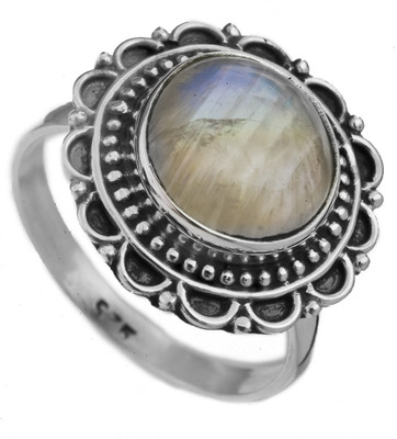 Exotic India Stylish Sterling Silver Moonstone Ring