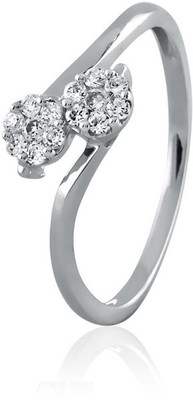 29% OFF on Velvetcase Twin Floral Cluster Promise Ring White Gold 18K White Gold Plated 18 K Ring