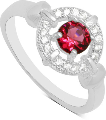 30% OFF on Gemtogems Sterling Silver Cubic Zirconia, Ruby Rhodium Plated Ring