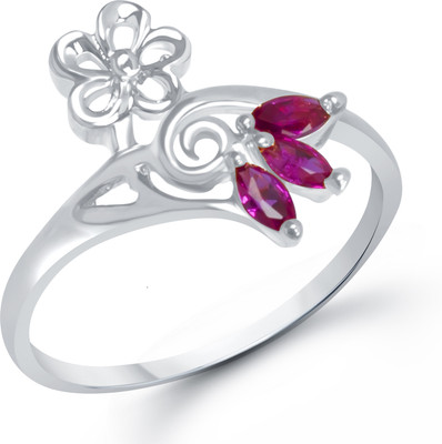 76% OFF on VK Jewels Flowral Ruby Beaded Alloy Cubic Zirconia Rhodium Plated K Ring