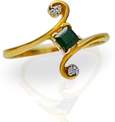 40% OFF on JacknJewel Delicate Colourful Gold Emerald 18K Yellow Gold Plated 18 K Ring